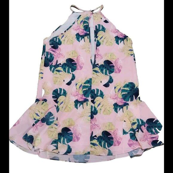 Whitney Eve Dress Size 10 Pink Tropical Floral High Neck Sheath Summer - Picture 3 of 8